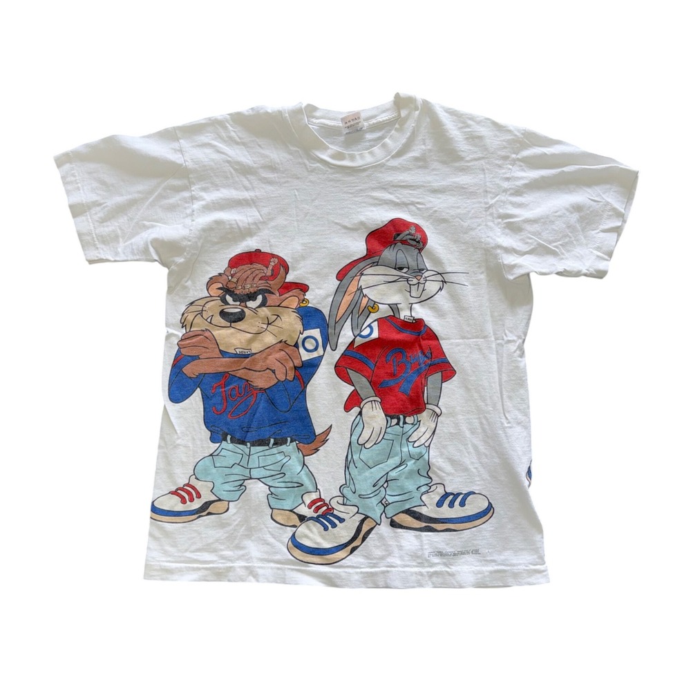 Fruit of the Loom Looney Tunes T-Shirt Mens L White Good 1992 Bugs Taz Vintage